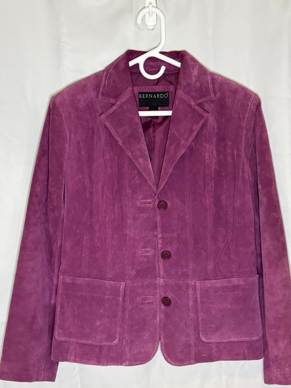 Bernardo Genuine 100% Leather Suede Blazer Jacket | Magenta/Berry | Size M